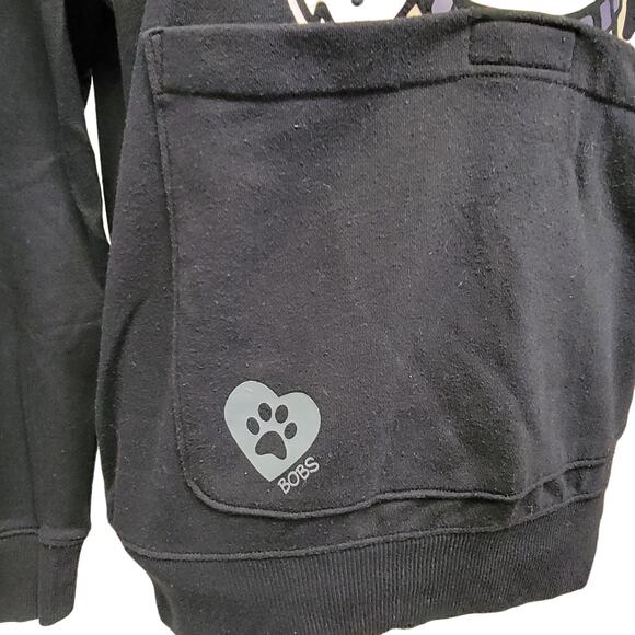 Skechers Bobs Hoodie Womens Sz XS Classy Lassie‎ Black Dog Pouch Pals Sweatshirt - Picture 4 of 8